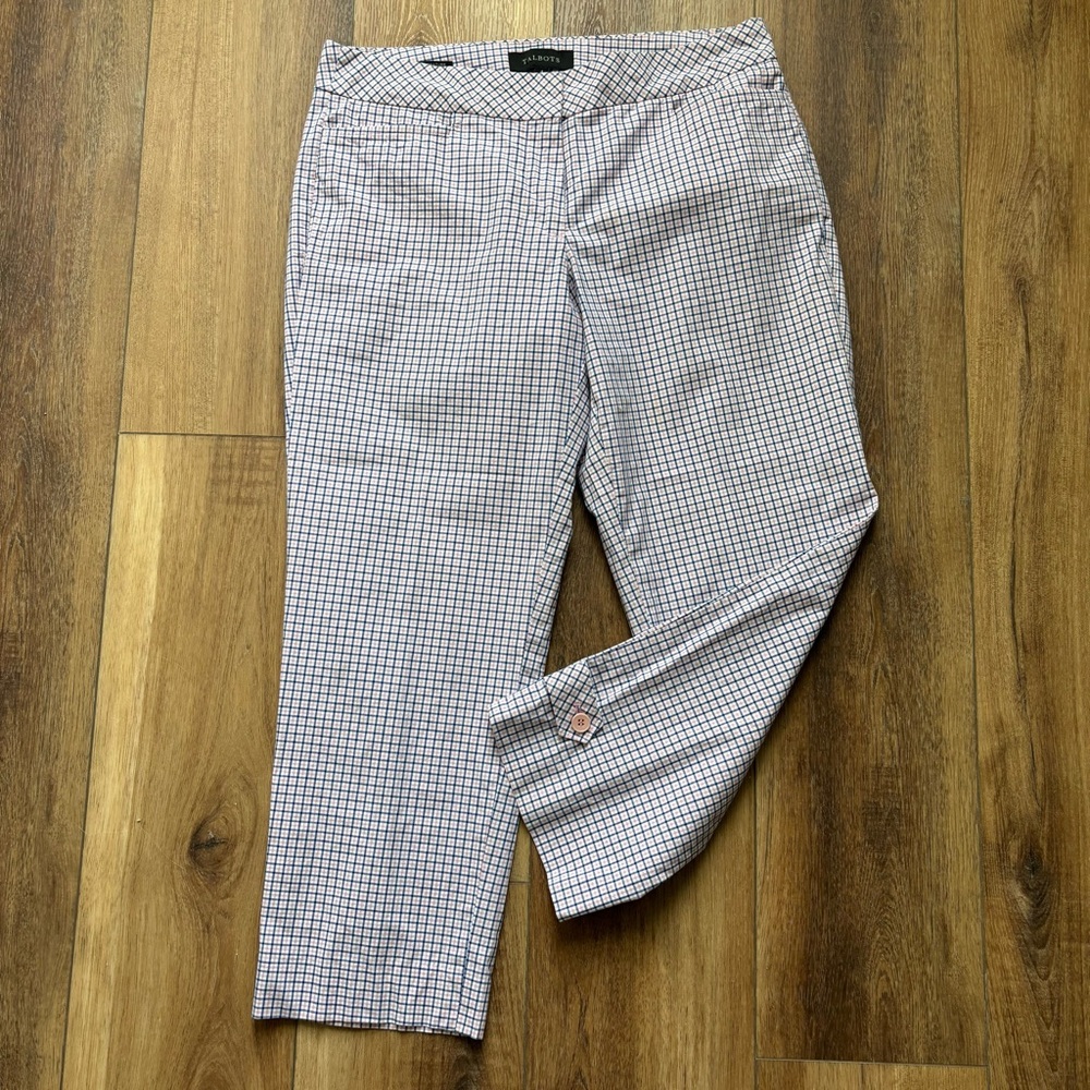 Talbots Plaid Checkered Pink Blue Cotton Capris Women’s Size 4